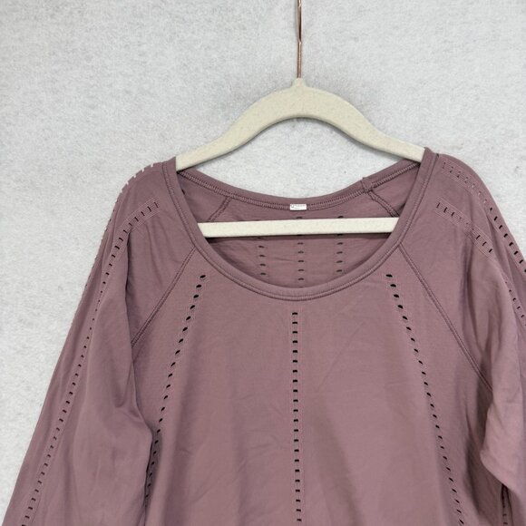 Athleta Sweater Womens Small Purple Long Sleeve Perforated Pullover Yoga Top - Picture 2 of 9